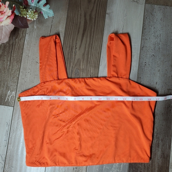Cloth by Design Women's Orange Cropped Camisole Sleeveless Tank Top Wide Straps - Picture 5 of 16